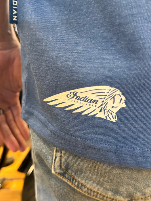 Indian Motorcycle Men's Vertical Logo Printed Tee, Blue | 2865722