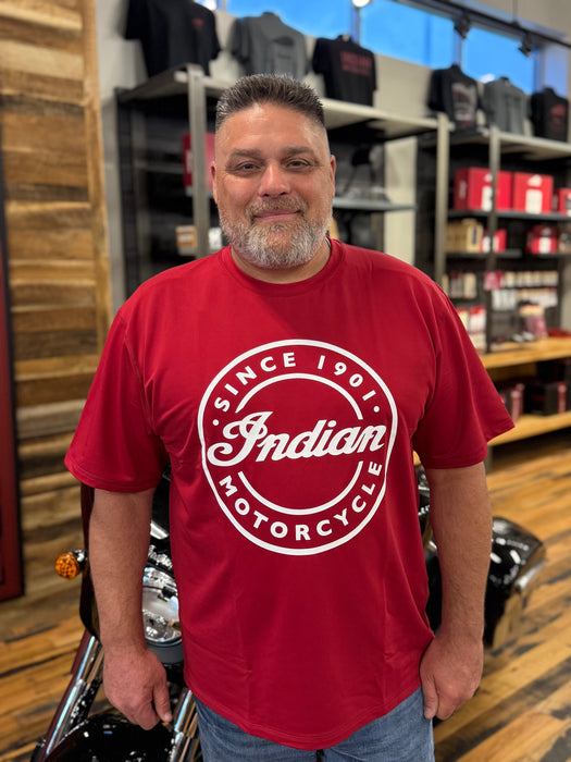 Indian Motorcycle Men's Circle Script Indian Tee, Red | 2865710