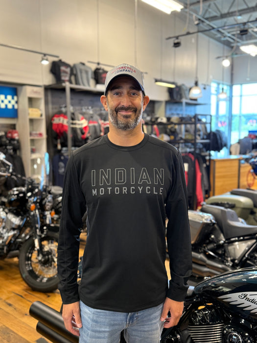Indian Motorcycle Men's Outline Logo Athlete LS Tee, Black | 2865726