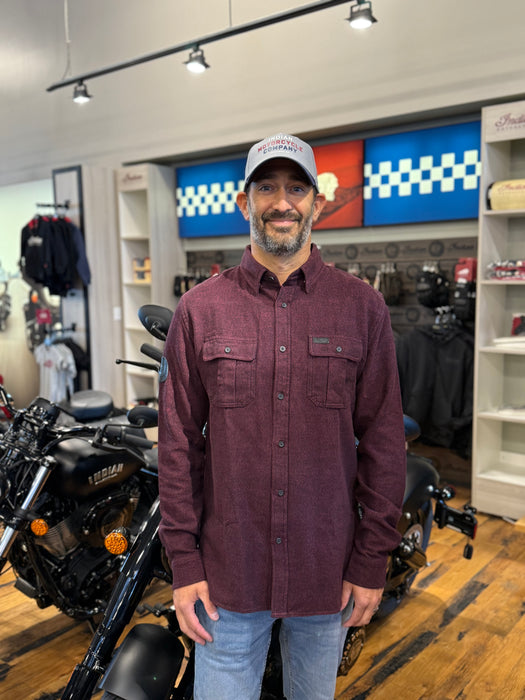 Indian Motorcycle Men's Flannel Twill Shirt, Red | 2865734