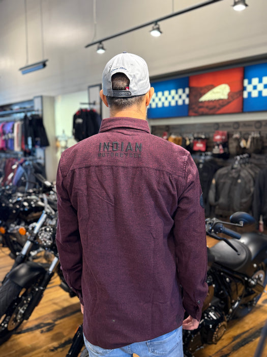 Indian Motorcycle Men's Flannel Twill Shirt, Red | 2865734