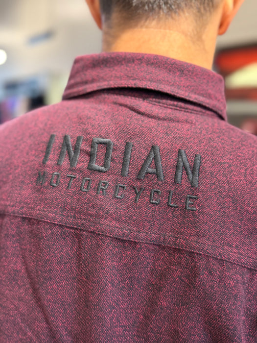 Indian Motorcycle Men's Flannel Twill Shirt, Red | 2865734