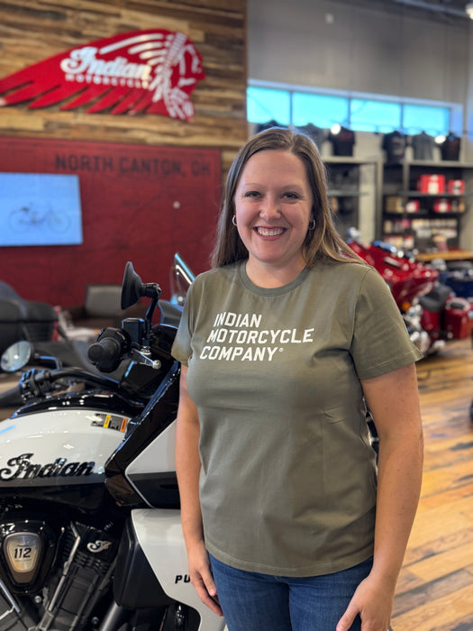 Indian Motorcycle Women's Indian Company Logo Tee, Green | 2865740