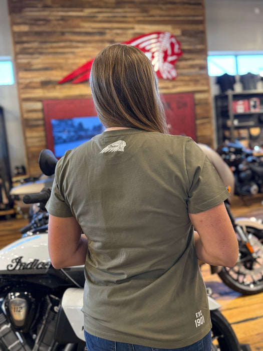 Indian Motorcycle Women's Indian Company Logo Tee, Green | 2865740