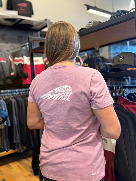 Indian Motorcycle Women's Headdress Keyhole Tee, Purple | 2865735