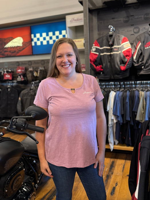 Indian Motorcycle Women's Headdress Keyhole Tee, Purple | 2865735