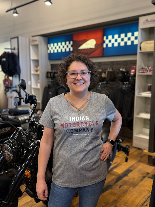 Indian Motorcycle Women's Tri Color Logo Tee, Gray | 2865737