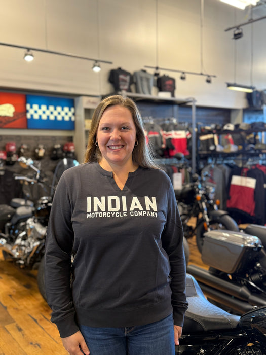 Indian Motorcycle Women's Chainstitch Embroidery LS Tee, Black | 2865747