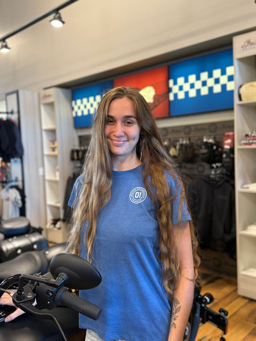 Indian Motorcycle Women's Vertical Logo Printed Tee, Blue | 2865744