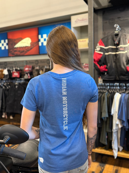 Indian Motorcycle Women's Vertical Logo Printed Tee, Blue | 2865744