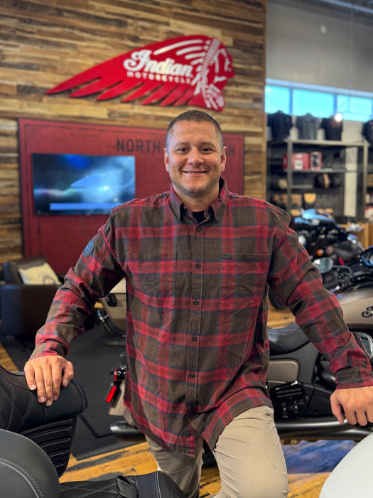 Indian Motorcycle Men's Nashville Plaid Shirt, Red | 2865732