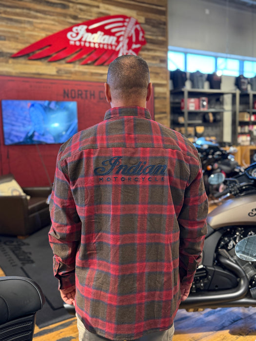 Indian Motorcycle Men's Nashville Plaid Shirt, Red | 2865732