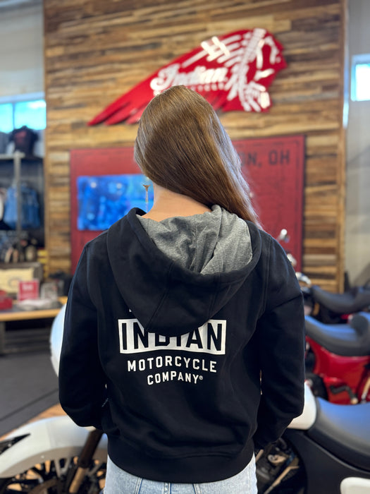Indian Motorcycle Women's EST 1901 Indian Cropped Hoodie, Black | 2865751