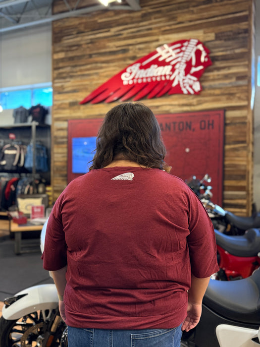 Indian Motorcycle Women's Script Diamante Banded Tee, Red | 2865738