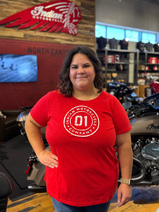 Indian Motorcycle Women's Stamp Circle Logo Tee, Red | 2865746