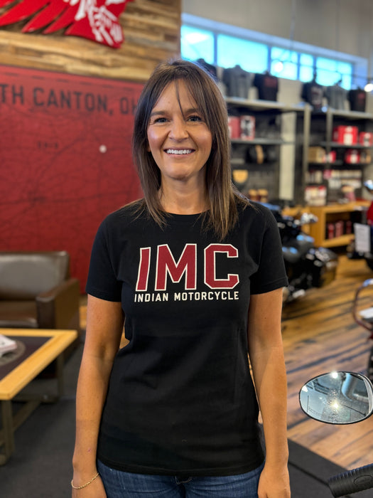 Indian Motorcycle Women's IMC Printed Logo Tee, Black | 2865742