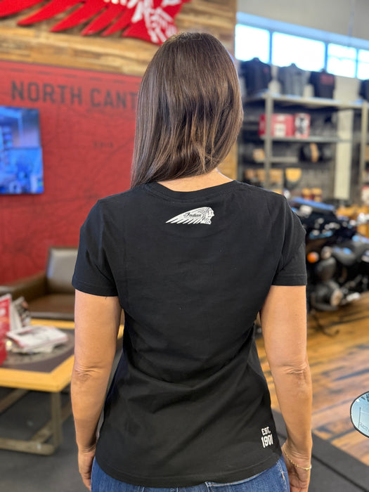 Indian Motorcycle Women's IMC Printed Logo Tee, Black | 2865742