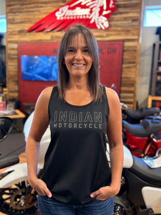 Indian Motorcycle Women's Outline Logo Athlete Tank, Black | 2865743