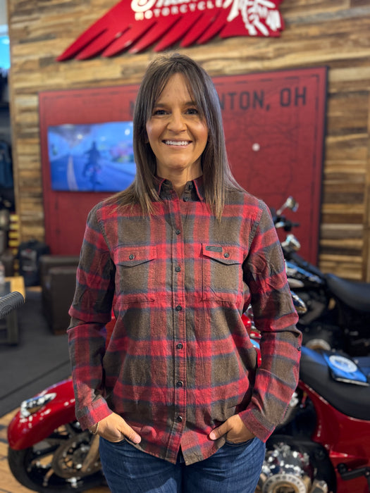 Indian Motorcycle Women's Nashville Plaid Shirt, Red | 2865752
