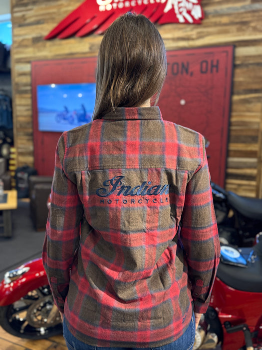 Indian Motorcycle Women's Nashville Plaid Shirt, Red | 2865752