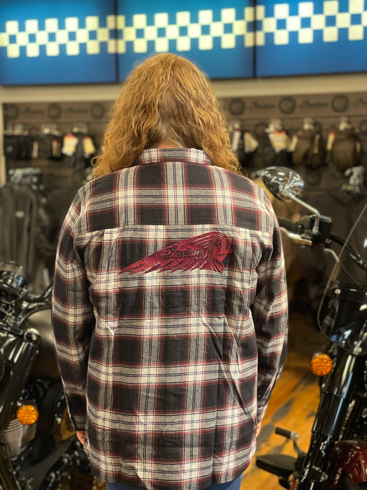 Indian Motorcycle Women's Memphis Plaid Shirt, Red | 2864952