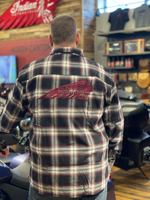 Indian Motorcycle Men's Memphis Plaid Shirt, Red | 2864933