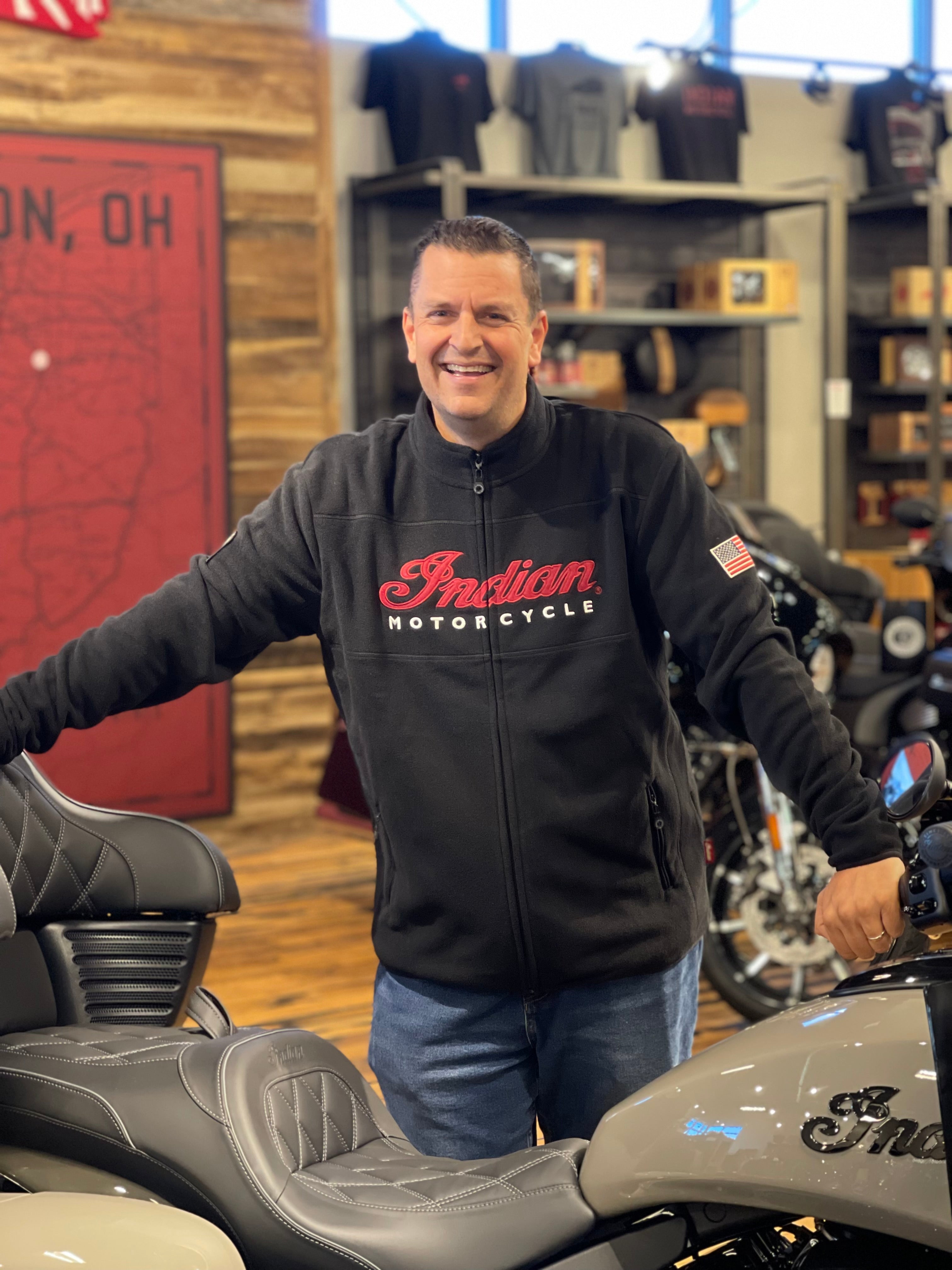 Indian Motorcycle Men's Zip Thru Fleece, Black | 2865786 — Bair's
