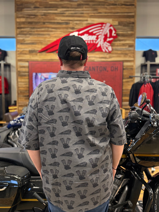 Indian Motorcycle Men's Engine Headdress Print Shirt, Gray | 2866686