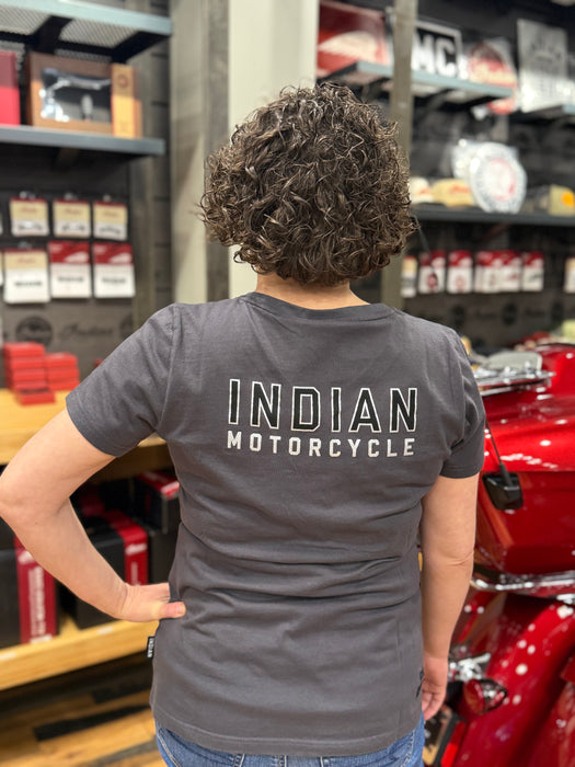 Indian Motorcycle Women's Outline Block Pocket Tee, Gray | 2866392