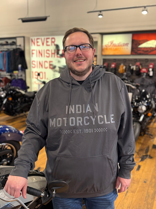 Indian Motorcycle Est. 1901 Print Hoodie, Gray | 2866381