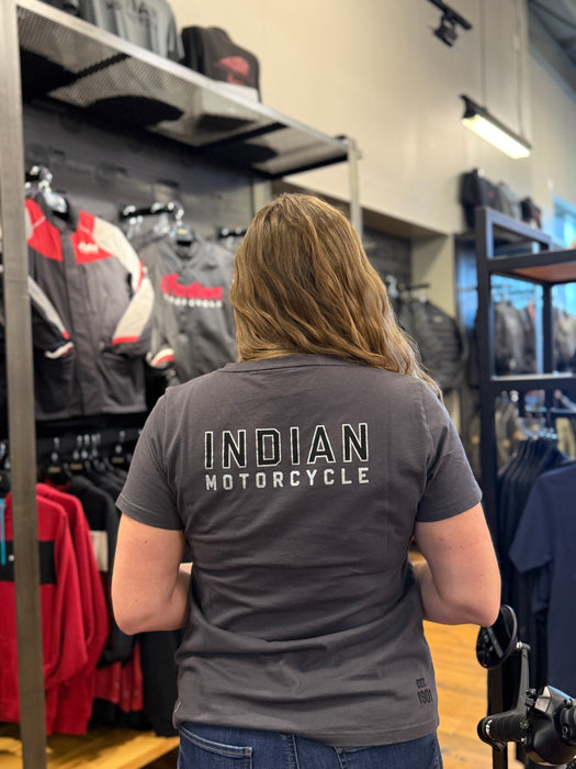 Indian Motorcycle Women's Outline Block Pocket Tee, Gray | 2866392