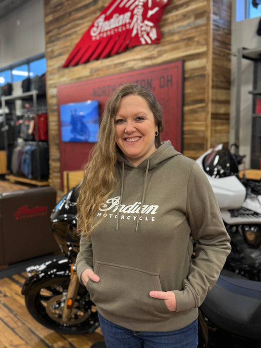 Indian Motorcycle Women's Essential Script Logo Hoodie, Green | 2866363