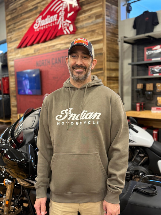 Indian Motorcycle Men's Essential Script Logo Hoodie, Green | 2866361