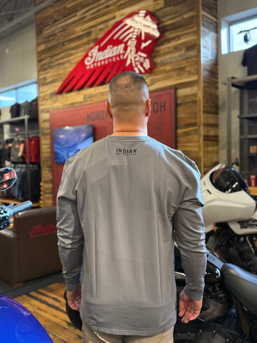 Indian Motorcycle Men's IMC Sleeve Print LS T-Shirt, Gray | 2866378