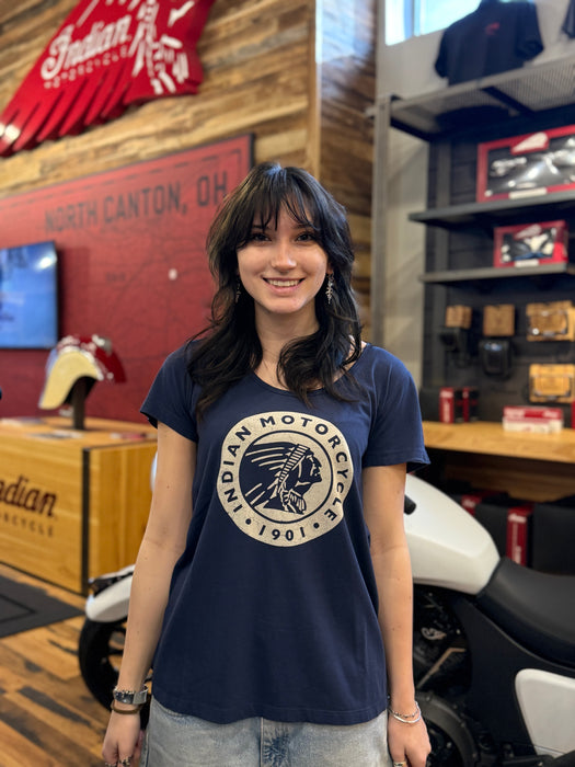 Indian Motorcycle Women's Headdress Icon Tee, Navy | 2866387