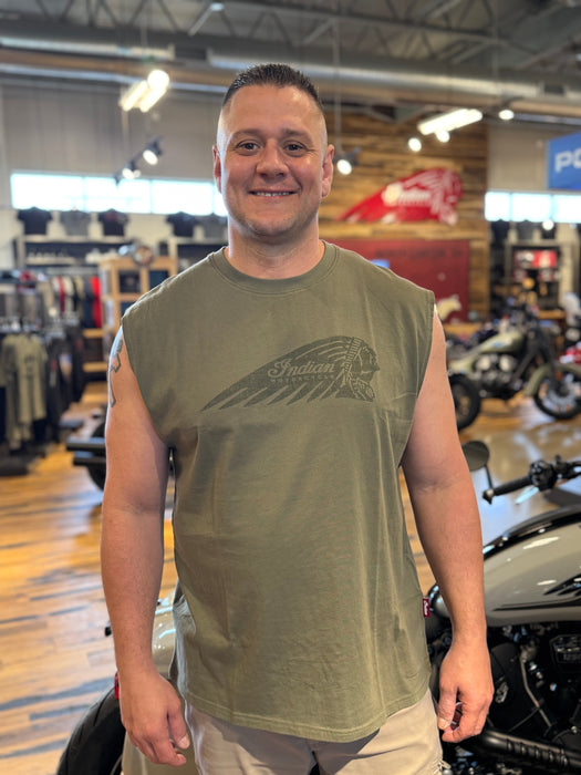 Indian Motorcycle Men's Headdress Print Tank, Green | 2866369
