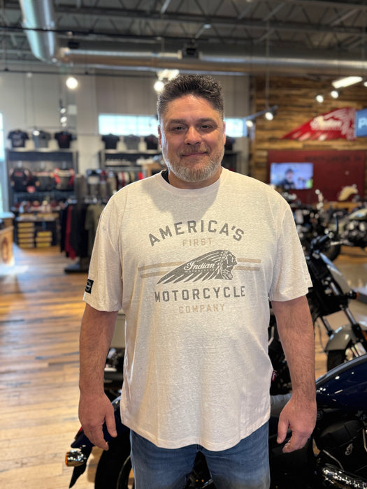 Indian Motorcycle Men's Headdress Motorcycle T-Shirt, Oatmeal | 2866679