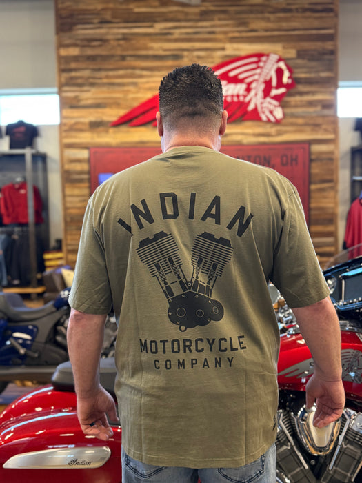 Indian Motorcycle Men's Engine Graphic T-Shirt, Green | 2866684
