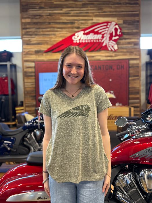 Indian Motorcycle Women's Marl Headdress Tee, Green | 2866389