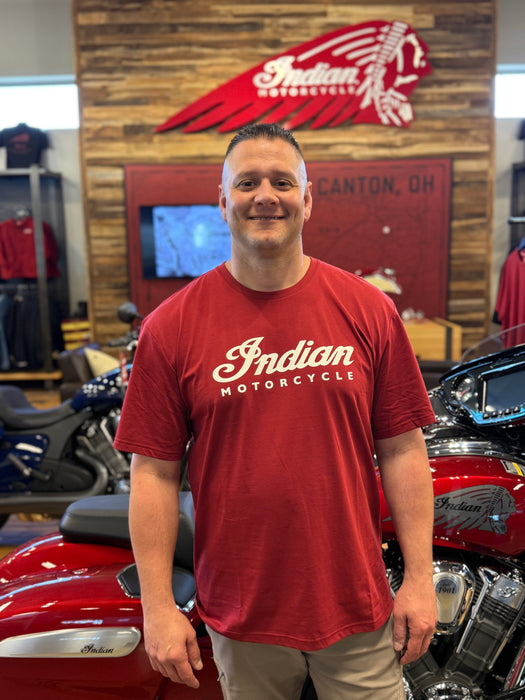 Indian Motorcycle Men's Essential Script Logo T-Shirt, Red | 2866359