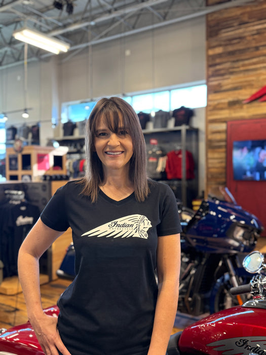Indian Motorcycle Women's Essential Headdress Logo Tee, Black | 2866362