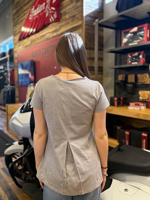 Indian Motorcycle Women's Logo Back Pleat Tee, Gray | 2866393