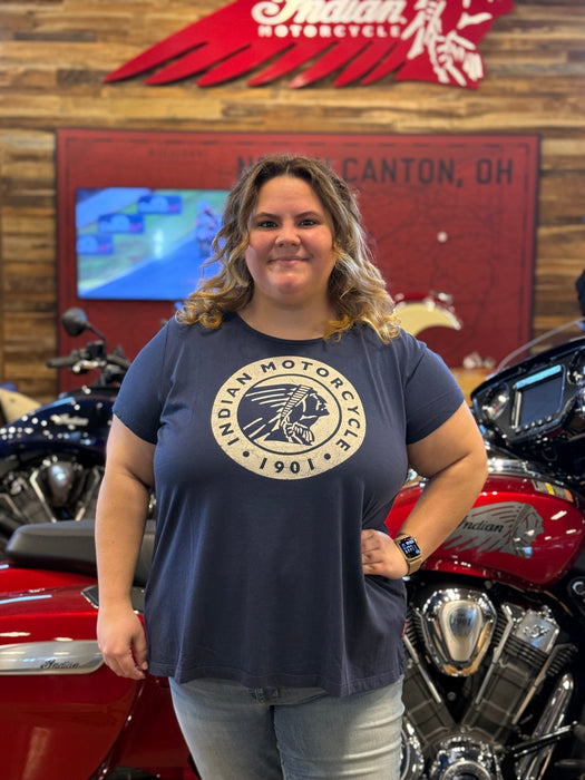 Indian Motorcycle Women's Headdress Icon Tee, Navy | 2866387