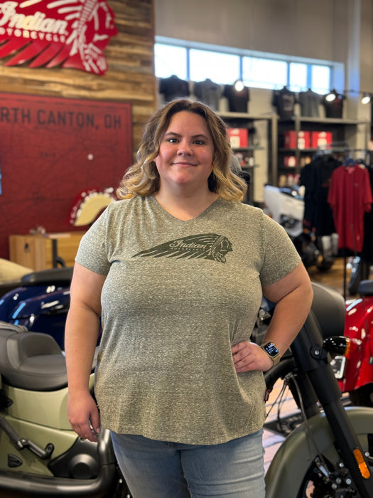 Indian Motorcycle Women's Marl Headdress Tee, Green | 2866389