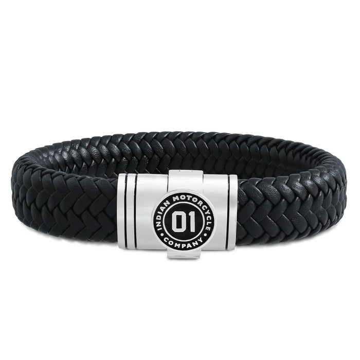 Indian Motorcycle Steel Horse Jewelry Men's Heritage 01 Braided Leather Bracelet | IMJB001