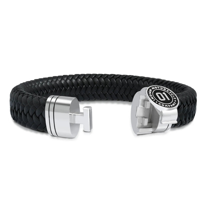 Indian Motorcycle Steel Horse Jewelry Men's Heritage 01 Braided Leather Bracelet | IMJB001