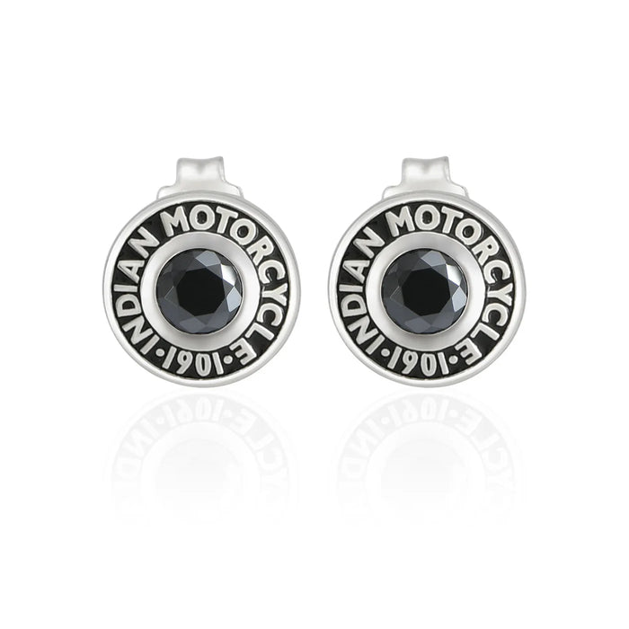 Indian Motorcycle Steel Horse Jewelry Women's Rivet & Black Stone Post Earrings | IMJE003