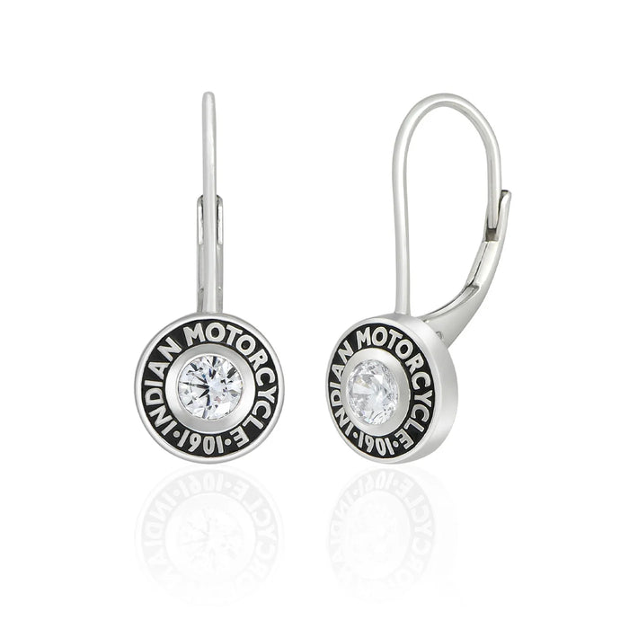 Indian Motorcycle Steel Horse Jewelry Women's Rivet & White Stone Drop Earrings | IMJE005