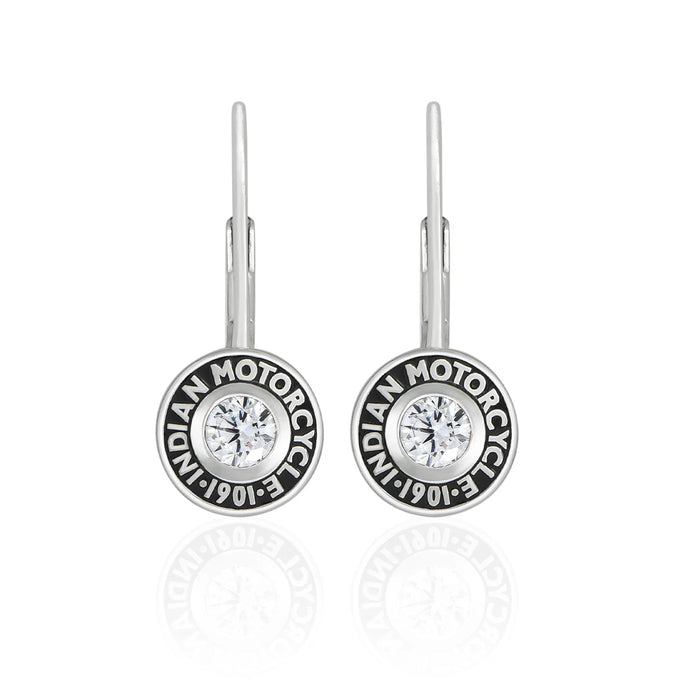 Indian Motorcycle Steel Horse Jewelry Women's Rivet & White Stone Drop Earrings | IMJE005