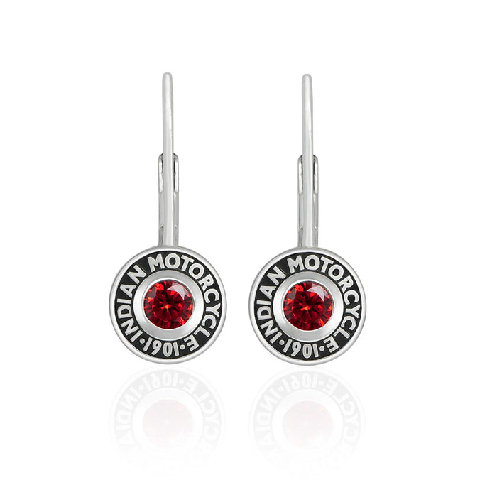 Indian Motorcycle Steel Horse Jewelry Women's Rivet & Red Stone Drop Earrings | IMJE007
